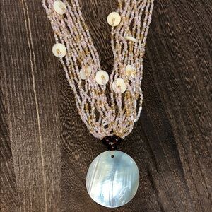 Multi-Strand Necklace with Shell Pendant